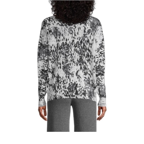 Amicale leopard print  grey & cream 100% cashmere sweater - Picture 2 of 6